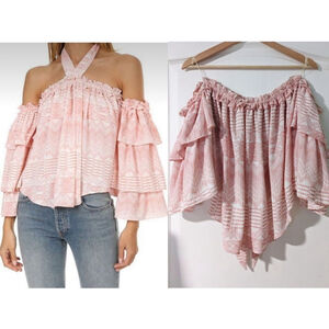 Misa Los Angeles | Alisa Ruffle Chiffon Top in Pink